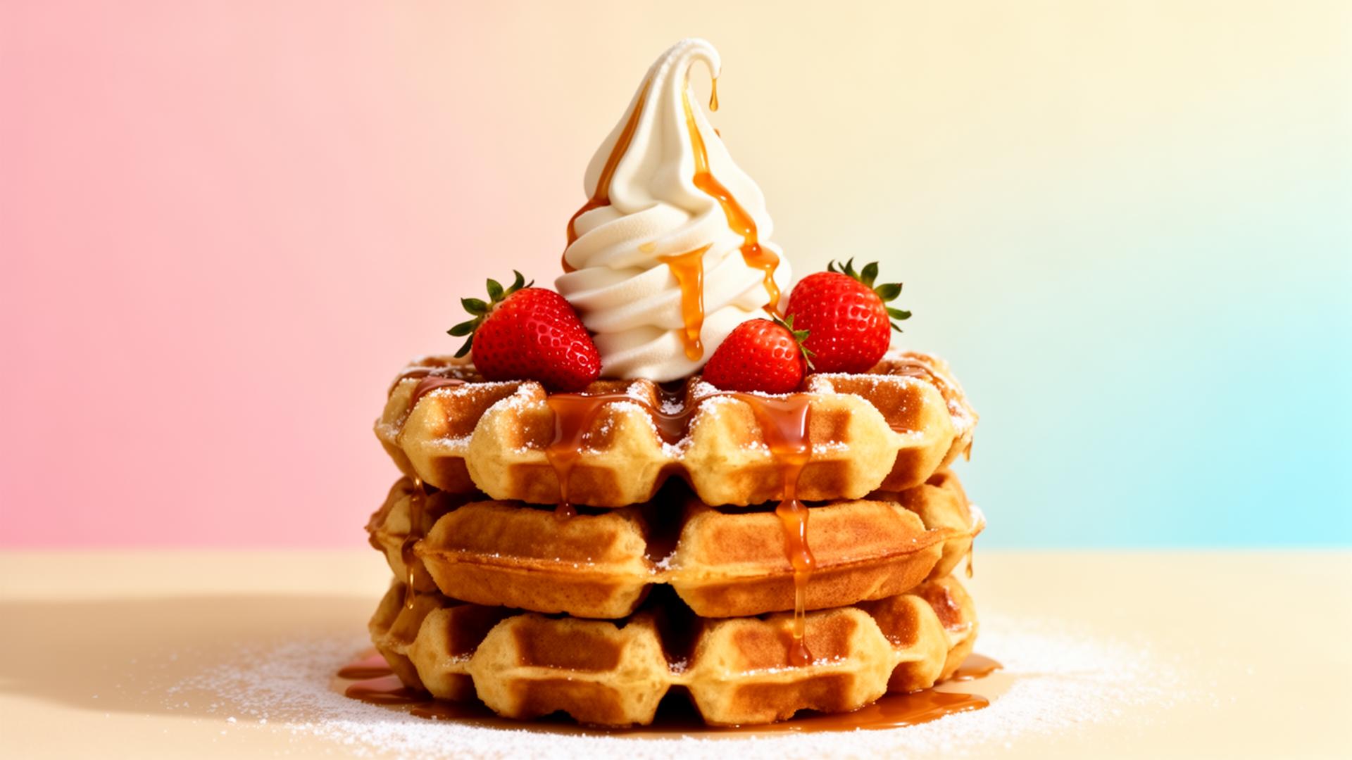 Liege waffle stack with soft-serve